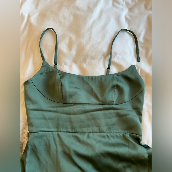 Satin floor length dress from Azazie. Has a slit! Size A8. - Picture 3 of 6